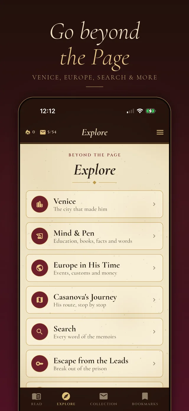 Explore menu